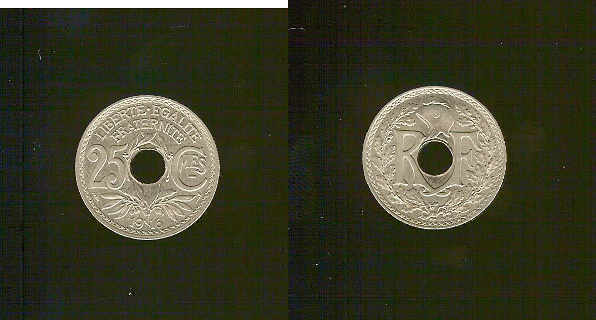 25 centimes Lindauer, Cmes souligné 1916 SPL+